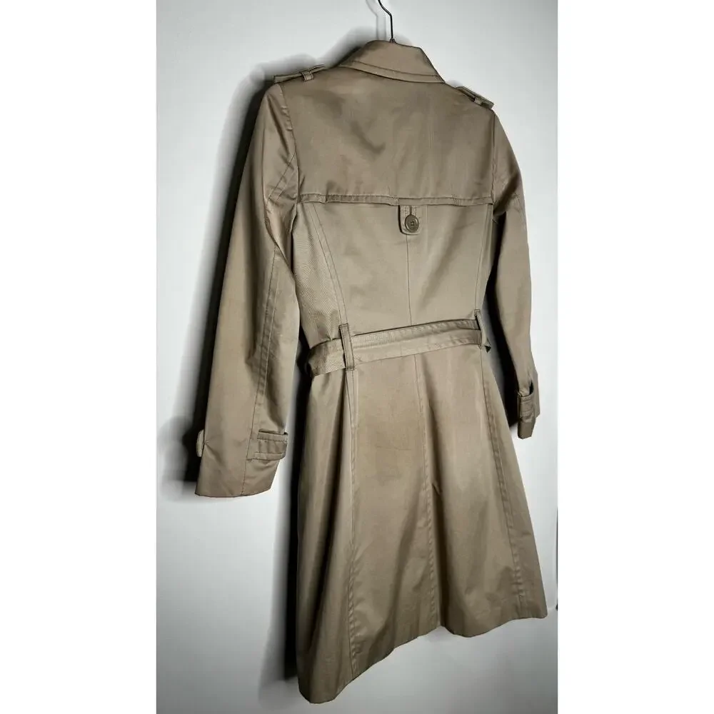 2008 Banana Republic Classic Khaki Cotton Trench Coat Belted Petite XS